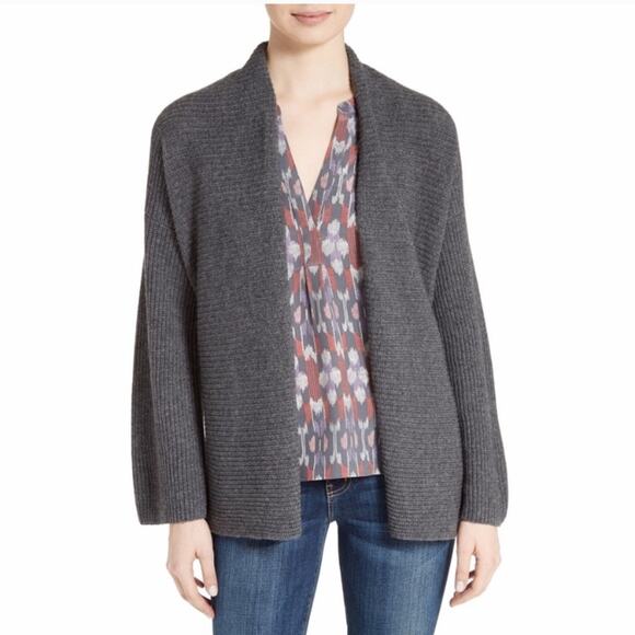 Joie gray ribbed knit cashmere wool open front cardigan size Extra Small XS - Picture 1 of 11